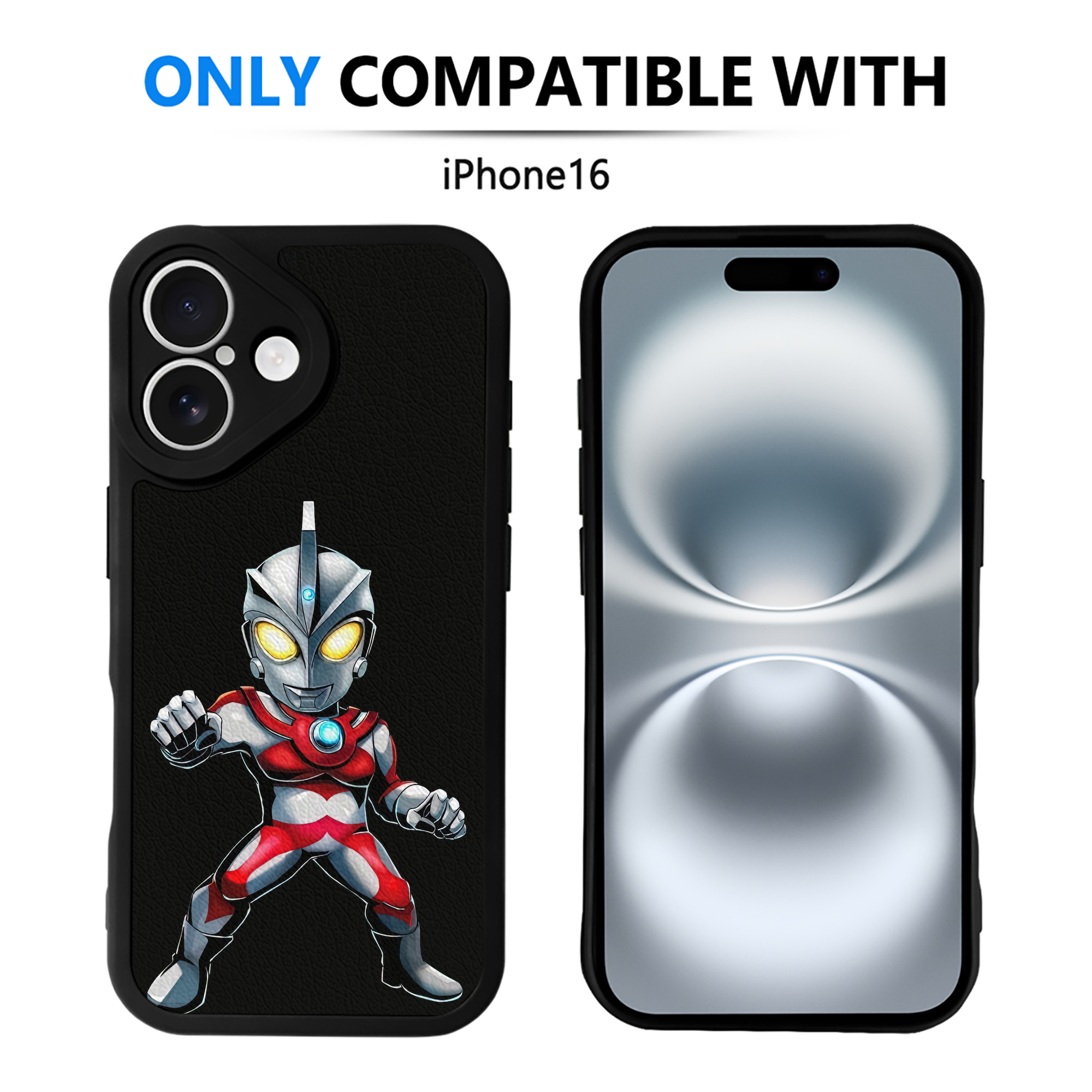 （画像用） ウルトラマン Ultraman 【iPhone 16シリーズ対応】シリコンスマホケース（レザー調） 材質：シリコン